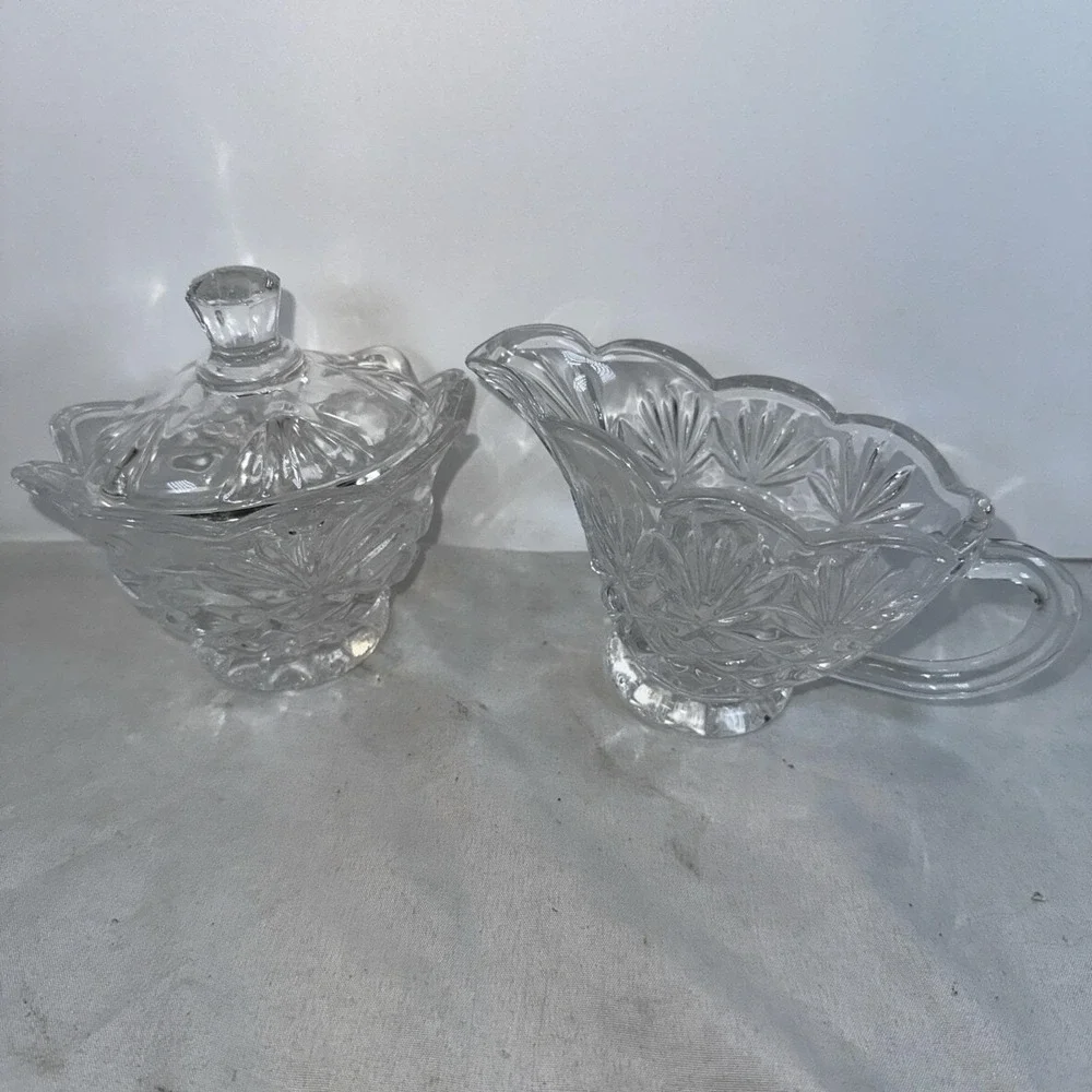 Vintage Shannon by Godinger Irish Crystal Scalloped 3 Pc Sugar Creamer Set EVC